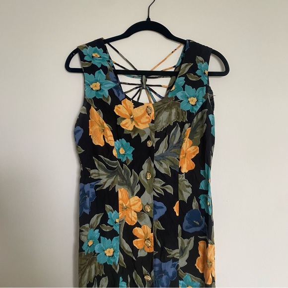 Vintage Sara Makes Dresses Maxi 90s Floral Dress Phoebe Buffay Size 8 - Picture 2 of 10